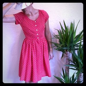 Vintage 80s Polk-A-Dot Floral Red Dress